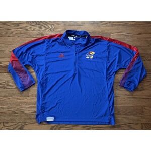 Adidas Kansas Jayhawks 1/4 Zip LS Shirt Mens Large Blue Primeblue
